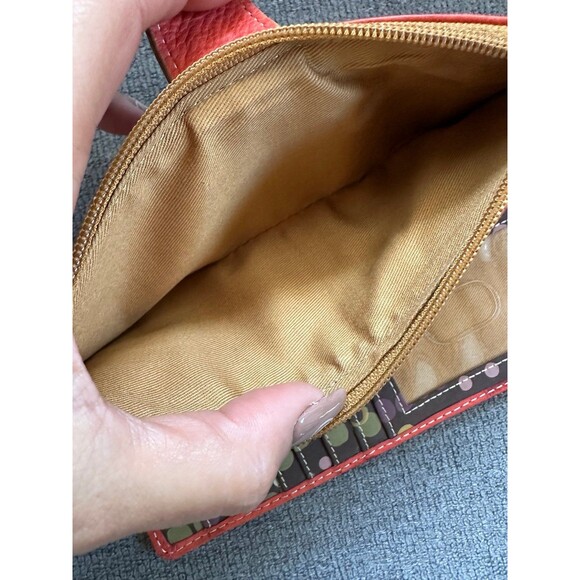 Fossil Women's Orange Genuine Pebble Leather Bi-Fold Snap Button Slim Wallet - Picture 9 of 12